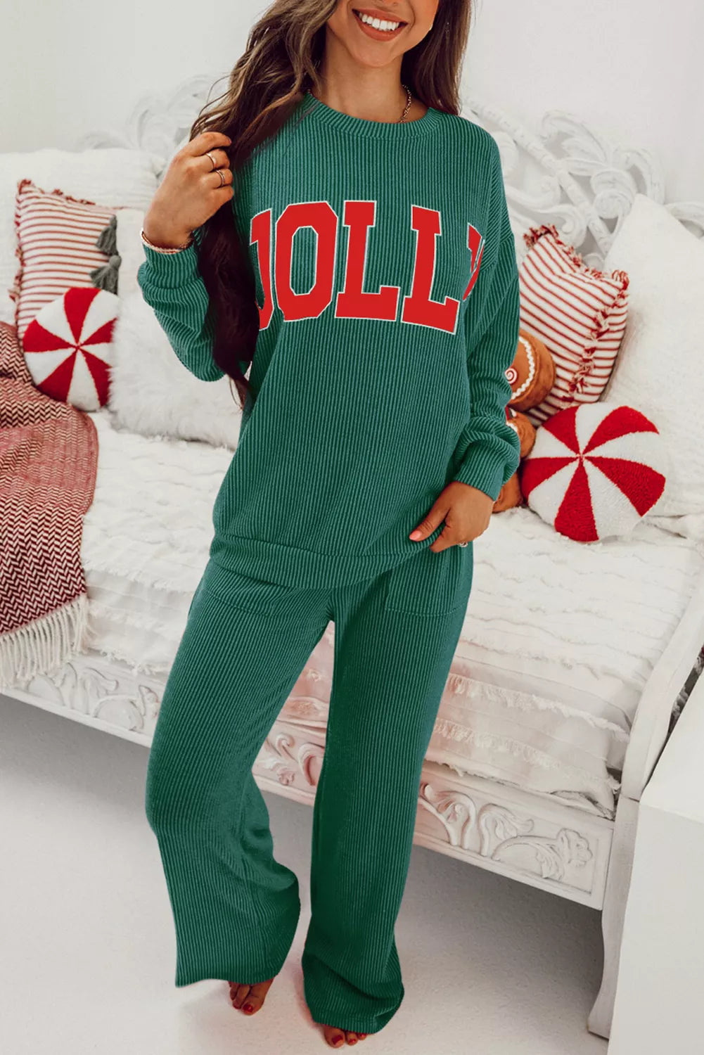 Jolly Christmas Top and Drawstring Pants Set