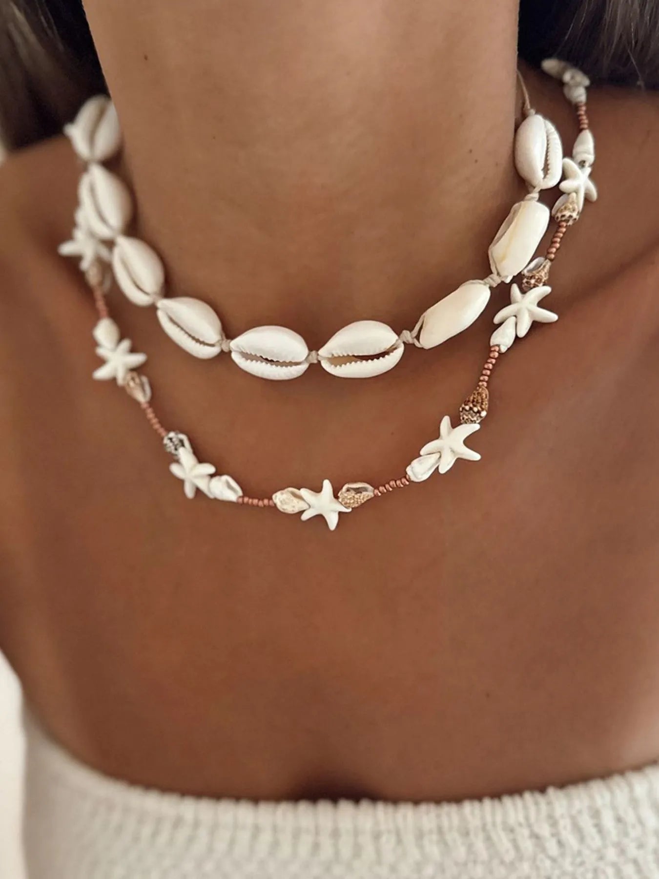 2 Piece Shell Charm Necklace