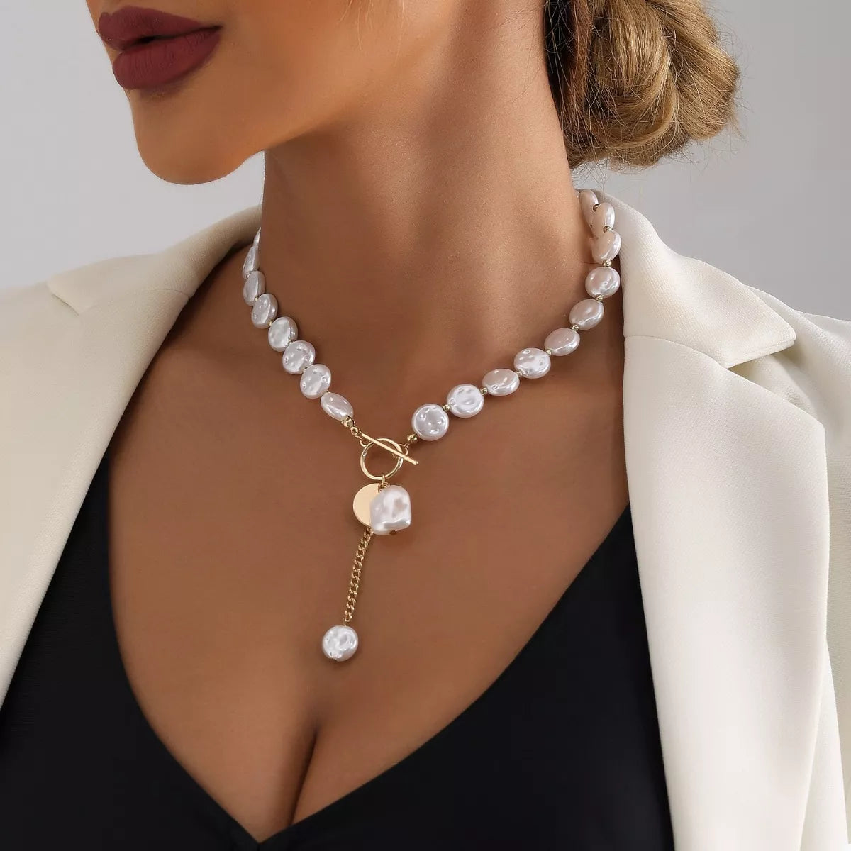 18K Gold-Plated Pearl Drop Necklace